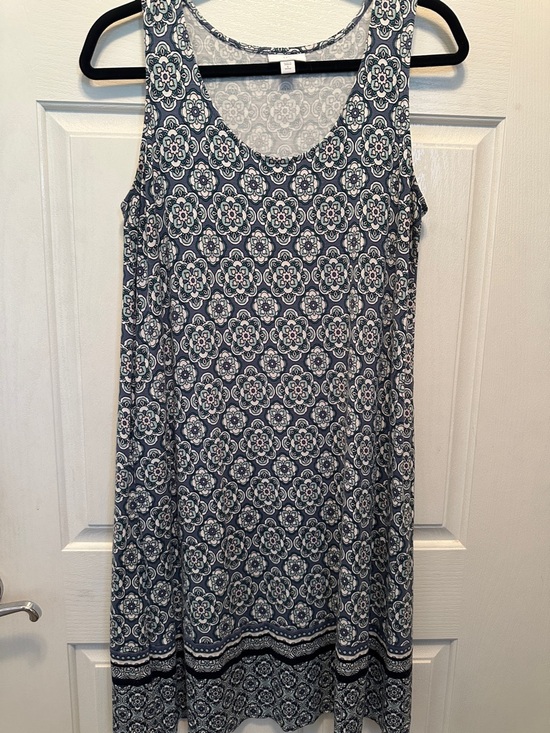 J. Jill Dresses & Skirts - J. Jill Petite Sleeveless Floral Medallion Dress in Blue Light Teal & White SP